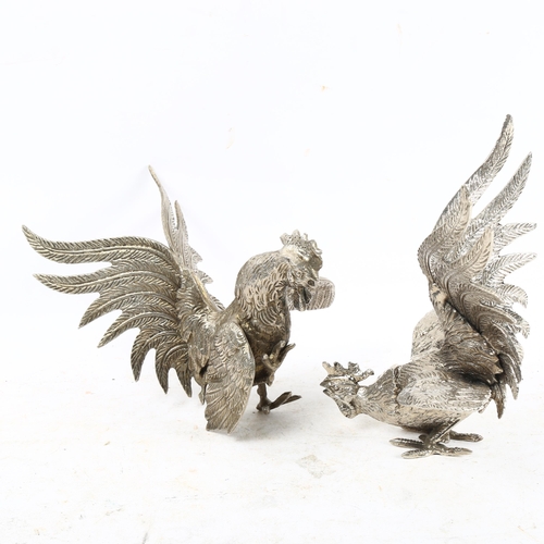 1018 - A pair of small silver plated table pheasants