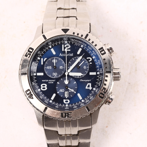 1048 - ACCURIST - a gent's stainless steel chronograph bracelet watch, water resistant to 100m, with date a... 