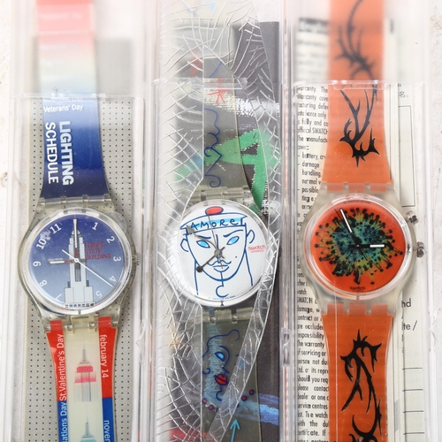 1052 - 3 various Swatch quartz wristwatches, including a limited edition Flowers by Lindsay Kemp, a gent's ... 