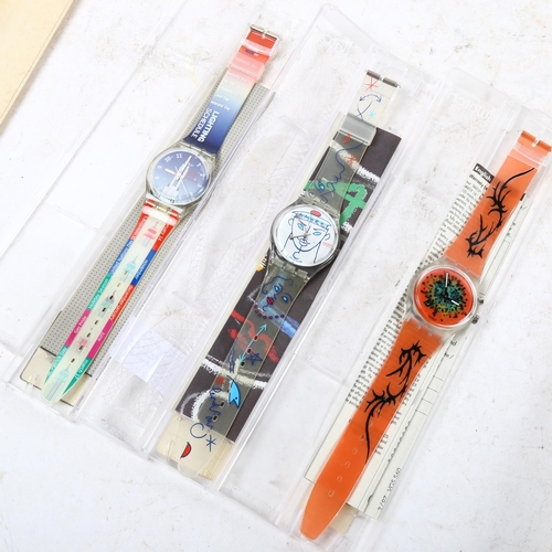 1052 - 3 various Swatch quartz wristwatches, including a limited edition Flowers by Lindsay Kemp, a gent's ... 