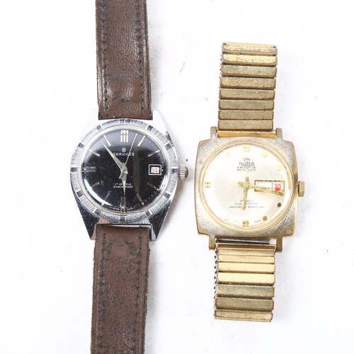 1056 - A gent's Services black dial wristwatch, with date aperture, and a Roma Executive Autodate wristwatc... 