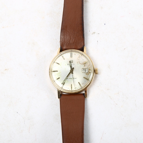 1058 - TISSOT - a gent's 9ct gold-cased Tissot Seastar 7 mechanical wristwatch, with date aperture, working... 