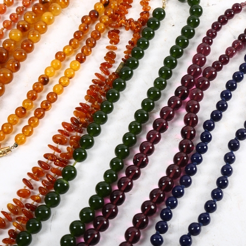 1083 - 8 various bead necklaces, including amber, agate etc