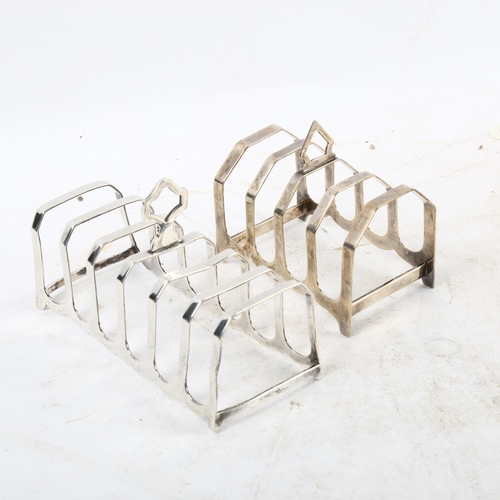 1106 - A silver 6-section toast rack, and a silver 4-section toast rack