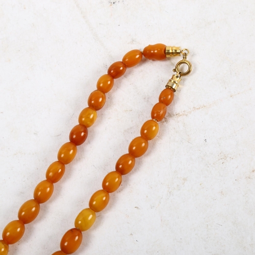 1121 - A butterscotch amber graduated bead necklace, overall length 51cm, 17.6g