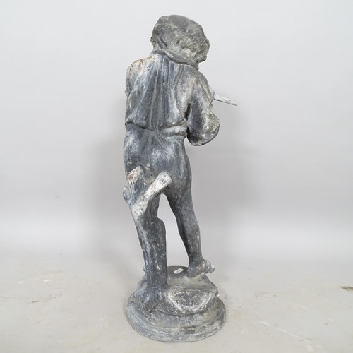 2700 - A lead garden ornament in the form of a child playing a flute, H65cm