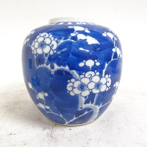 202 - 2 Chinese blue and white Prunus pattern ginger jars, height 14cm