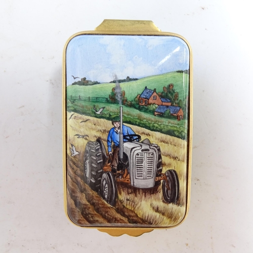 797 - MOORCROFT ENAMELS LTD - Winter Fallow limited edition trinket box, tractor decoration on the lid, in... 