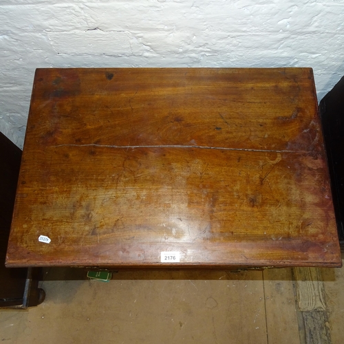 2176 - A 19th century Mahogany chest of 4 long drawers, 68cm x 73cm x 47cm