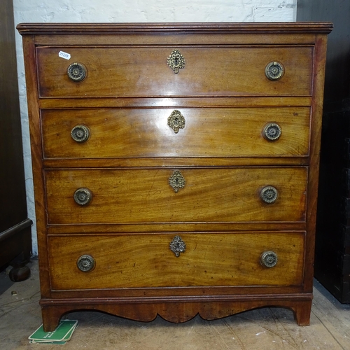 2176 - A 19th century Mahogany chest of 4 long drawers, 68cm x 73cm x 47cm