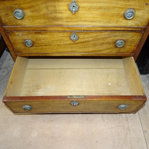 2176 - A 19th century Mahogany chest of 4 long drawers, 68cm x 73cm x 47cm