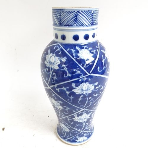 215 - A Chinese blue and white baluster jar and cover, height 34cm