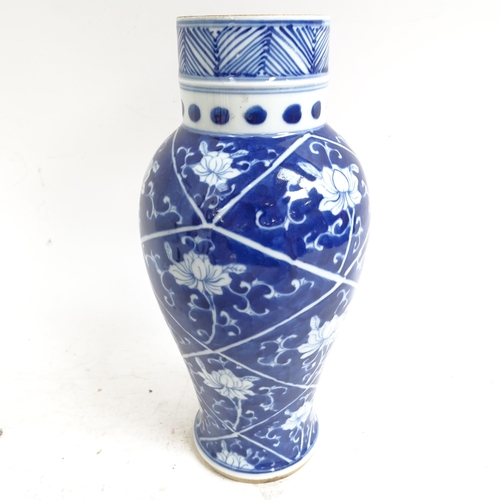 215 - A Chinese blue and white baluster jar and cover, height 34cm