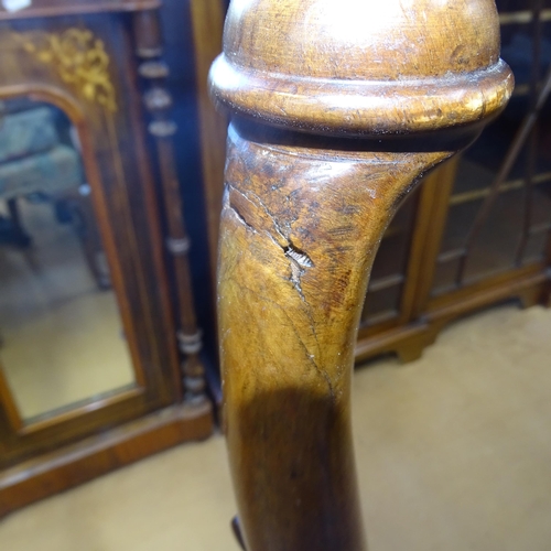 2334 - A pair of Antique oak Continental stools, with cabriole legs on pad feet, 48cm x 45cm x 36cm