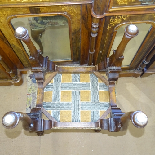 2334 - A pair of Antique oak Continental stools, with cabriole legs on pad feet, 48cm x 45cm x 36cm