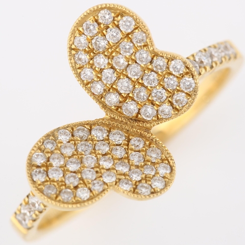 121 - An 18ct gold diamond butterfly dress ring, pave set with modern round brilliant-cut diamonds and dia... 