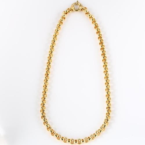 124 - UNOAERRE - an Italian 18ct gold hollow belcher link chain necklace, length 46cm, 36.8g