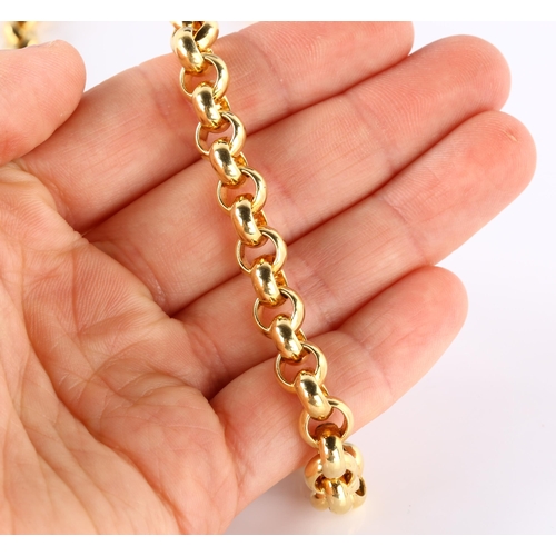 124 - UNOAERRE - an Italian 18ct gold hollow belcher link chain necklace, length 46cm, 36.8g