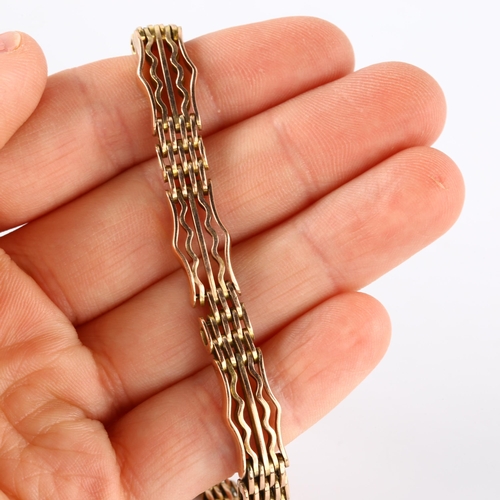 125 - An unmarked rose gold fancy gatelink bracelet, with 9ct clasp, bracelet length 18cm, 16g