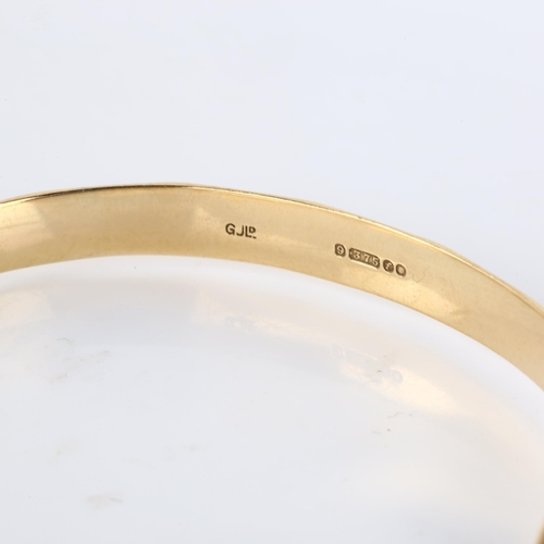 129 - A mid-20th century 9ct gold hinged bracelet, with faceted lozenge design, by Georg Jensen Ltd, hallm... 