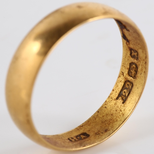 137 - A 19th century 22ct gold wedding band ring, maker's marks HA, hallmarks Birmingham 1897, band width ... 