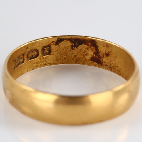 137 - A 19th century 22ct gold wedding band ring, maker's marks HA, hallmarks Birmingham 1897, band width ... 