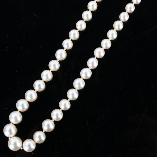 150 - A single-strand cultured pearl necklace, the 93 graduated cultured pearls measuring 3.3mm to 8.3mm, ... 