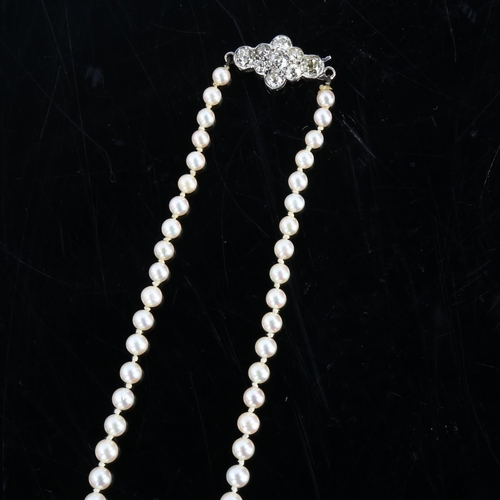 150 - A single-strand cultured pearl necklace, the 93 graduated cultured pearls measuring 3.3mm to 8.3mm, ... 