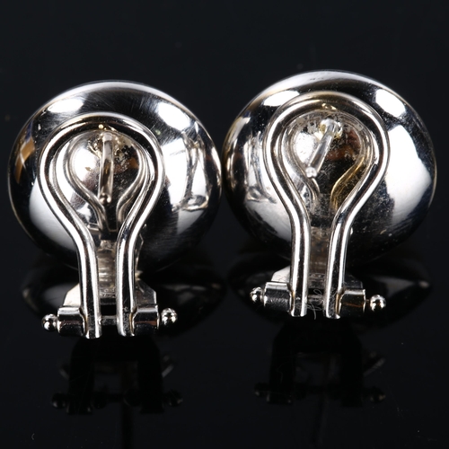 179 - A pair of Italian 18ct white gold Mabe pearl earrings, with clip and post fittings, earring diameter... 