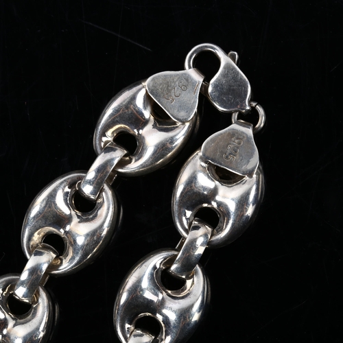 203 - A large silver hollow Gucci puff link bracelet, band width 17mm, bracelet length 21cm, 41.7g