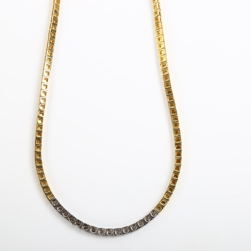 211 - A modern 18ct two-colour gold diamond collar necklace, set with modern round brilliant-cut diamonds,... 