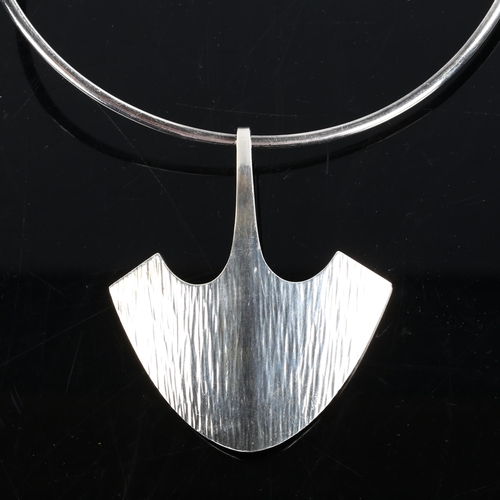 215 - BENT GABRIELSEN for HANS HANSEN - a large Danish sterling silver modernist Thor's Hammer pendant nec... 