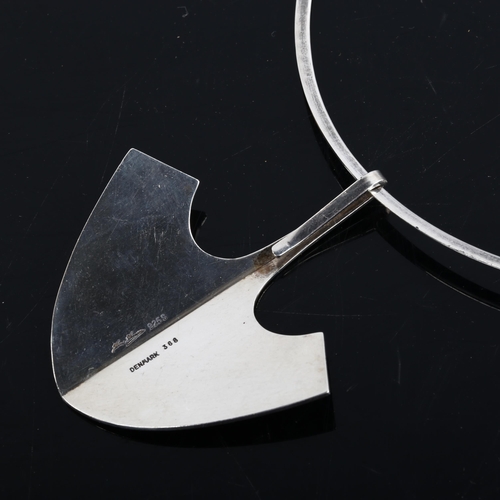 215 - BENT GABRIELSEN for HANS HANSEN - a large Danish sterling silver modernist Thor's Hammer pendant nec... 