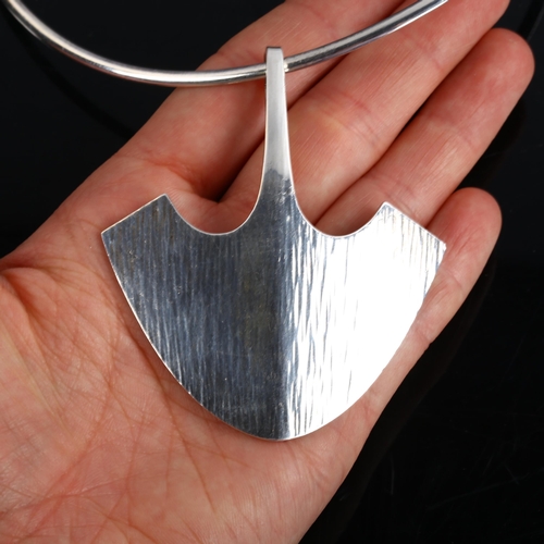 215 - BENT GABRIELSEN for HANS HANSEN - a large Danish sterling silver modernist Thor's Hammer pendant nec... 