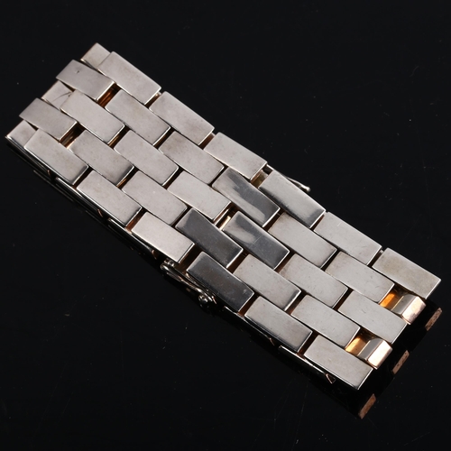 216 - AAGE JENSEN - a heavy Danish silver brick link bracelet, band width 30.3mm, bracelet length 17cm, 77... 