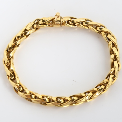 222 - A heavy 18ct gold rope twist chain bracelet, possibly Swiss, bracelet length 18.5cm, 42.2g