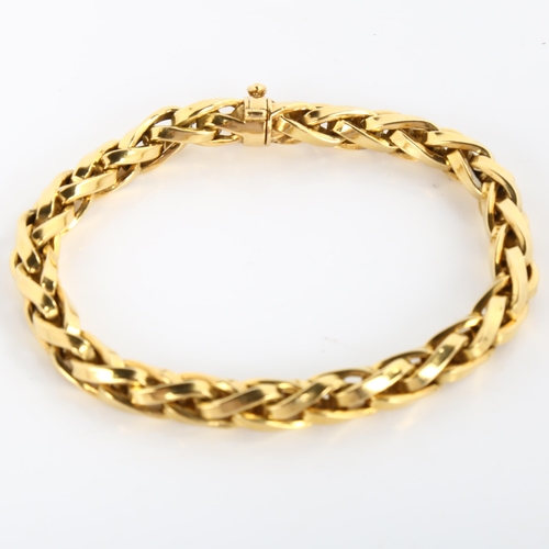 222 - A heavy 18ct gold rope twist chain bracelet, possibly Swiss, bracelet length 18.5cm, 42.2g