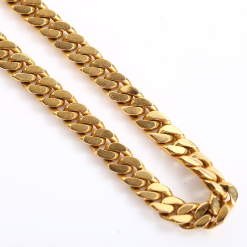 225 - A Chinese 18ct gold flat curb link chain bracelet, length 18cm, 19.4g