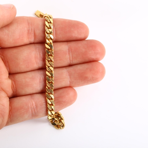 225 - A Chinese 18ct gold flat curb link chain bracelet, length 18cm, 19.4g