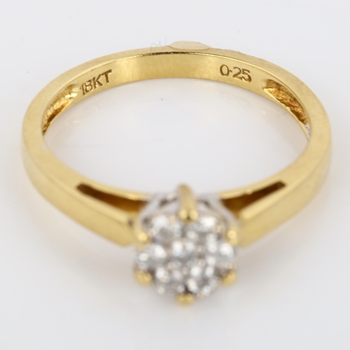 249 - A modern 18ct gold diamond cluster ring, set with modern round brilliant-cut diamonds, total diamond... 