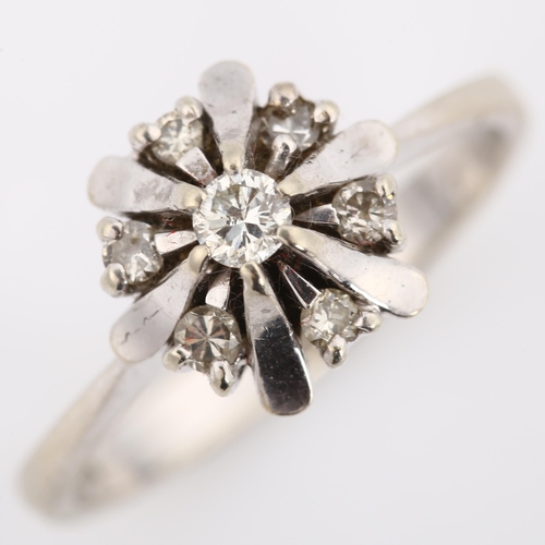 253 - A modern 18ct white gold diamond cluster flowerhead ring, set with modern round brilliant-cut diamon... 