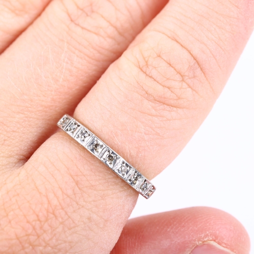 279 - A mid-20th century 18ct gold diamond half eternity ring, set with single-cut diamonds, maker's marks... 