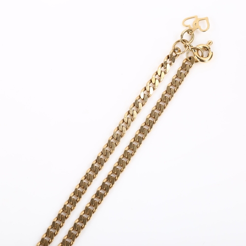 292 - A 9ct gold flat curb link chain necklace, length 48cm, 8.7g