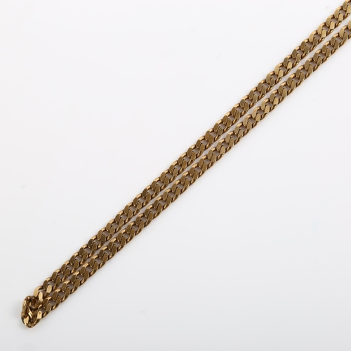 292 - A 9ct gold flat curb link chain necklace, length 48cm, 8.7g