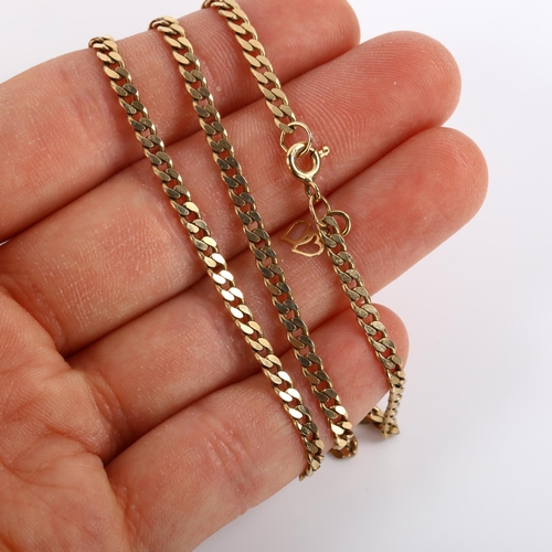 292 - A 9ct gold flat curb link chain necklace, length 48cm, 8.7g