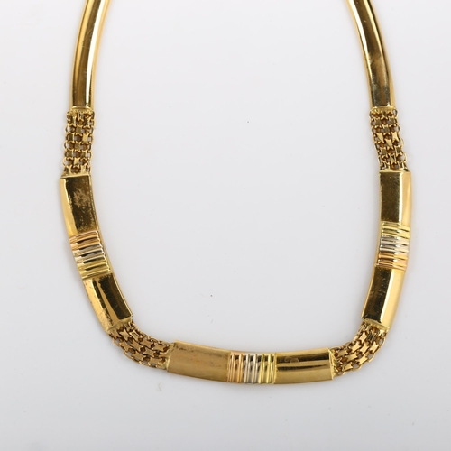 294 - A modern 18ct gold collar necklace, hallmarks London 1999, necklace length 40cm, 18.3g