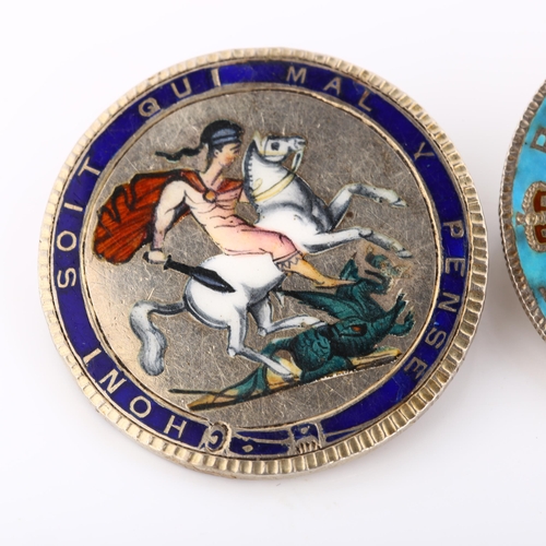 312 - 2 Antique novelty enamel coin brooches, comprising George III crown and Victoria 1889 crown, largest... 