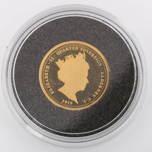 315 - An Elizabeth II 2019 D-Day 75th Anniversary gold quarter sovereign coin, limited edition no. 367 of ... 