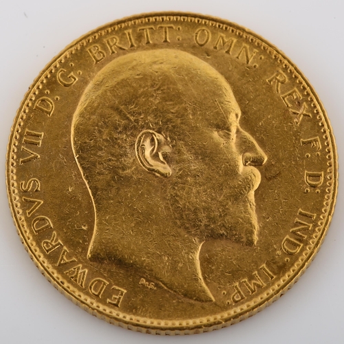 321 - An Edward VII 1907 gold full sovereign coin, 7.9g