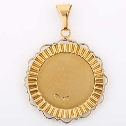 326 - An Italian 18ct gold Madonna pendant, in fluted frame, pendant height 39.1mm, 4.6g